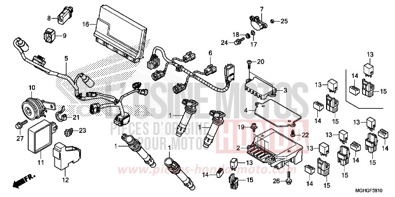 FAISCEAU SECONDAIRE von VFR1200X "Crosstourer" DCT CANDY PROMINENCE RED (R342B) von 2016
